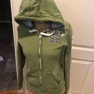 Abercrombie & Fitch green zip up jacket. Size medium